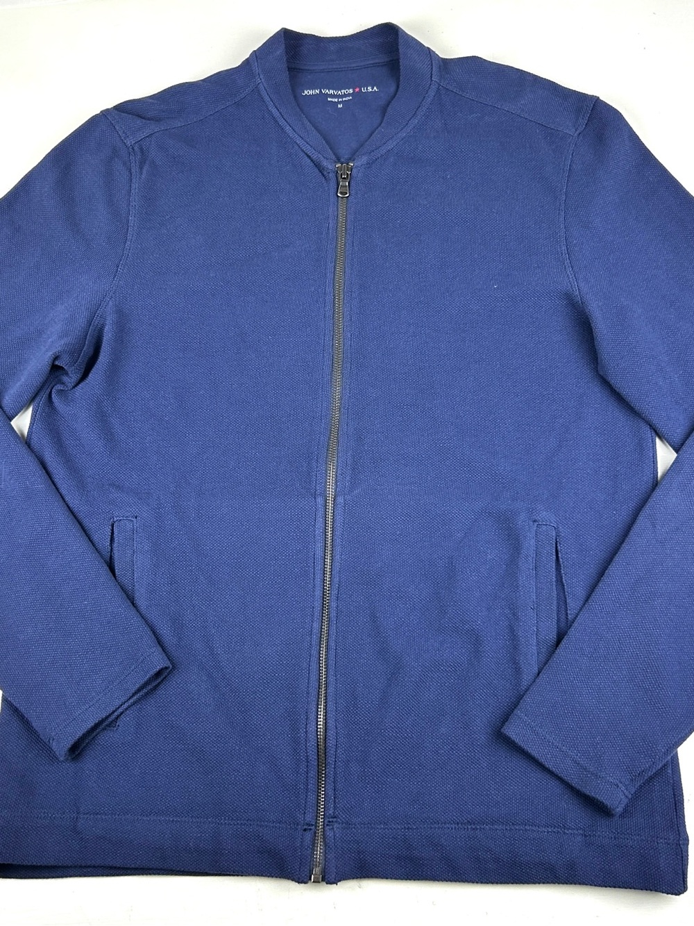 John Varvatos Men's Full Zip Knit Cotton Jacket Sz Medium Blue